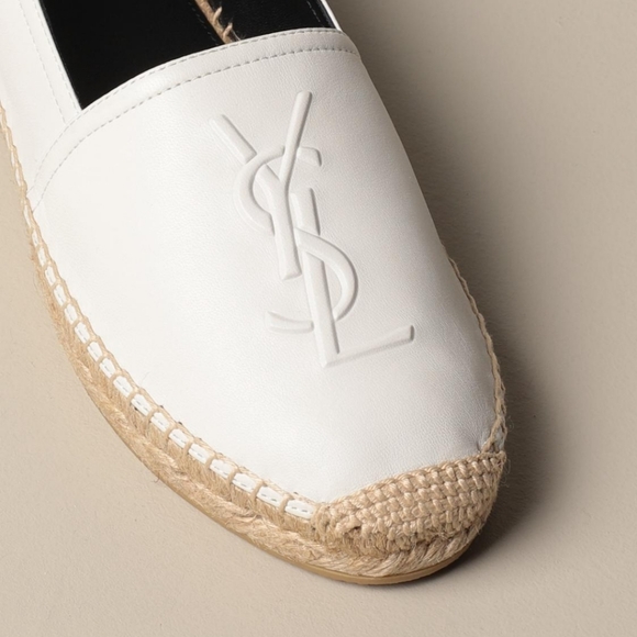 NIB YSL SAINT LAURENT White Monogram tonal leather espadrilles 36 - Picture 3 of 10